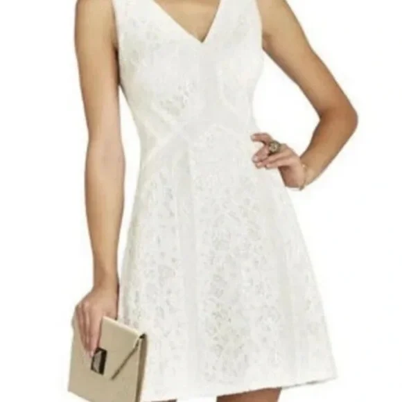 BCBG | Dresses | Bcbg Strapless White Lace Dress | Poshmark
